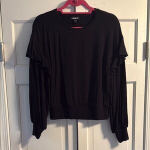 Express XS Black Ruffle Sleeve Light-weight Sweatshirt